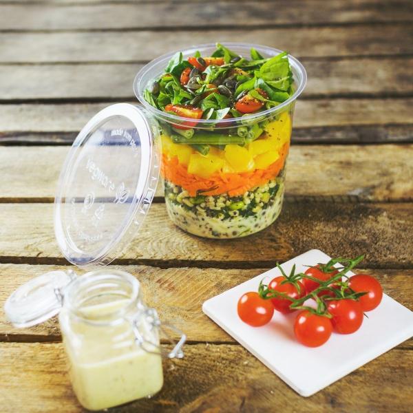Customized PLA Salad Cup Compostable Transparent Clear Cold Frozen Food