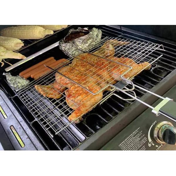 Corrosion Resistance SS316 330mm Grill Basket Barbecue Clips Easy To Clean For Chicken