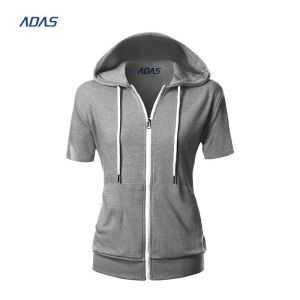 Sublimation Workout Essential Knitted Womens Polyester Tshirt Hoodie Set With