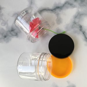 Transparent Plastic Containers Jars With Plastic / Aluminum Lid