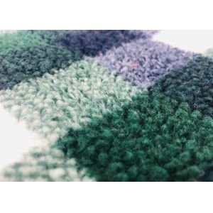 Comfortable Sherpa Blanket Material Green Plaid 340GSM 100% Polyester