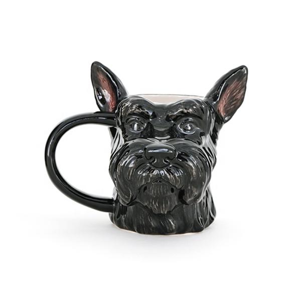 3d Animal Mug Cute Earthenware 3d Black Dog Shaped Design With 3D Handpaint