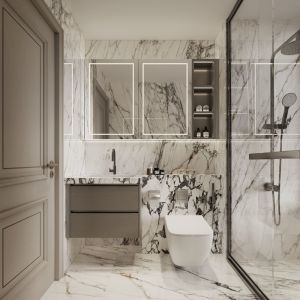 Sleek Corrosion Resistant Minimalist Bathroom Cabinet Moisture Proof