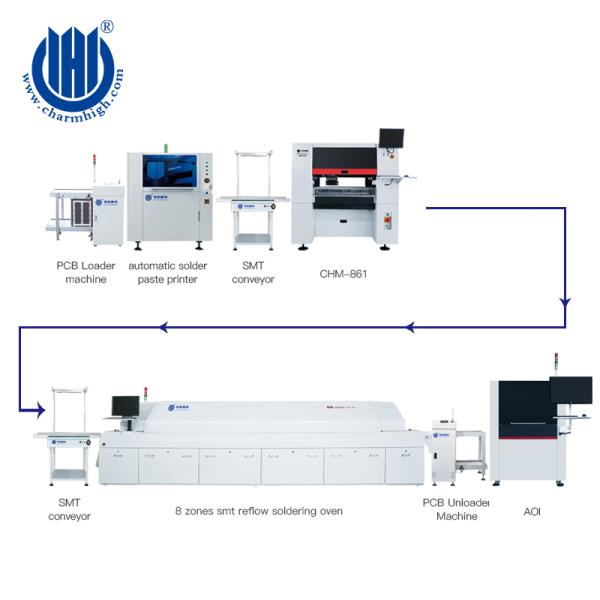 CHM-861 Production Line SMT Pick And Place Machine With 100 Feeder Stacks