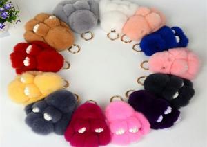 13-20cm Fluffy Bunny Keychain With 100% PP Cotton Filling / Real Rabbit Fur