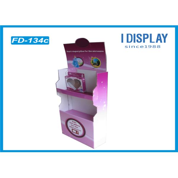 Pink Foldable Trade Show Cardboard Pop Up Displays With 2 Tiers