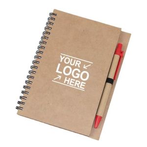 Double Metal Spiral ECO Book Coil Notebook With Paper Pen Recyclable Elastic