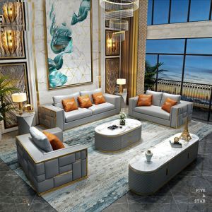 Modular Couch For Small Spaces 6 Seater Genuine Leather Sectional Sofa 3 Piece