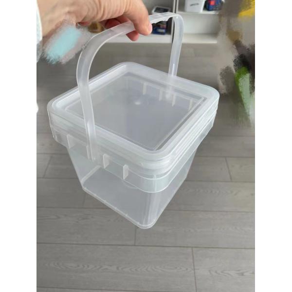 Silk Screen Printing Square Plastic Bucket with Lid and Handle