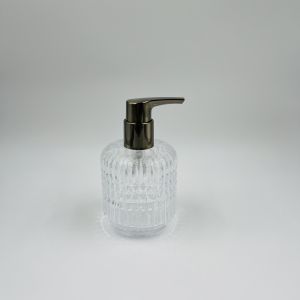 Glass Clear Bathroom Accessories Set Round Shape Diamond Pattern And Stripe