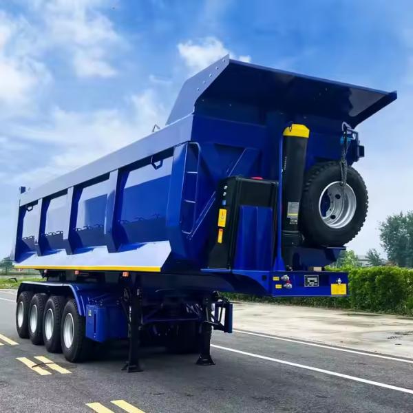 CIMC 4 Axles 22/24/26/28/30ft HYVA Cylinder Offer Swift Unloading End Dump Truck Semi Trailer