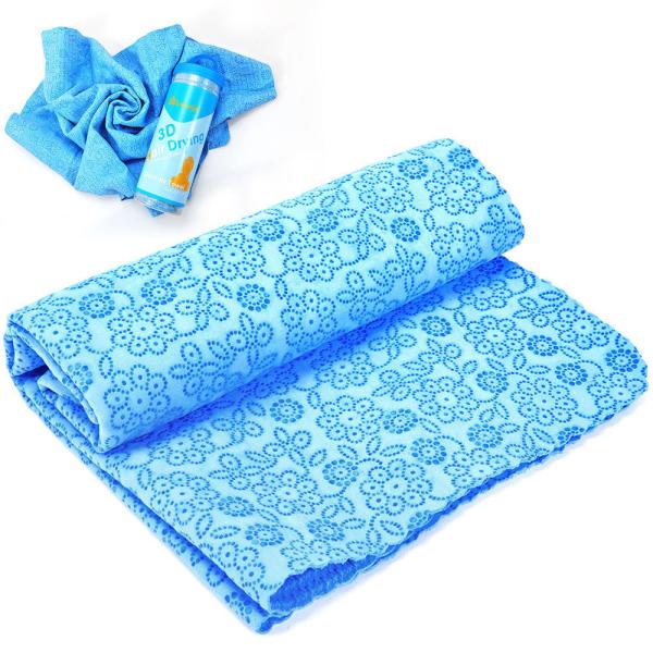 Quality Quick-Dry Light Blue 3D PVA Towel for Easy Wrinkle Fade and Multi-Function Bath Hair Rub for sale