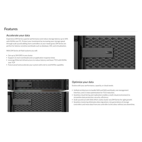 Lenovo ThinkSystem DM5100F Unified And DM5100F SAN Flash Storage Array FC SAN\NFS\CIFS\iSCSI\S3