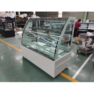 Curved Glass Refrigerated Bakery Display Case Digital Thermostat With Marble