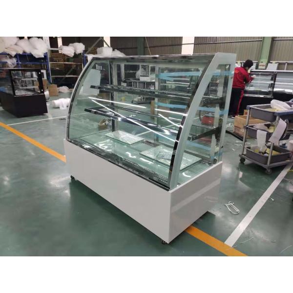 Curved Glass Refrigerated Bakery Display Case Digital Thermostat With Marble