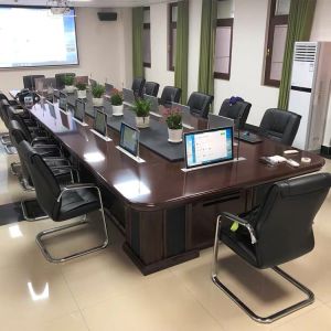 23.8" Touch Screen Table LCD Monitor Lift Motorized Conference System Solution