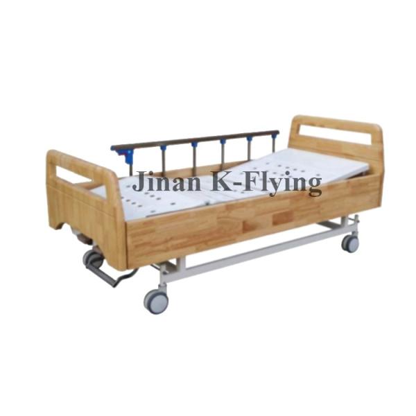 Quality Solid Wood Manual Nursing Bed , 2 Functions ICU Patient Bed for sale