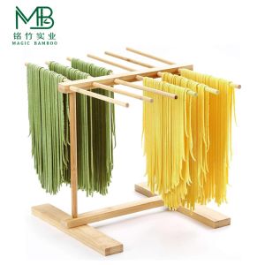 Bamboo Pasta Drying Rack With Transfer Rod For Restaurants