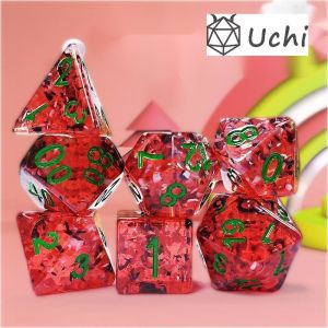 Wholesale Red pomegranate Sequins Resin Boarding Dice Set dnd dice from china suppliers
