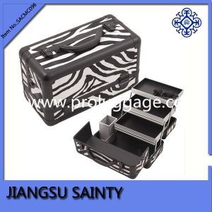 Red rectangle PU leather makeup carry case