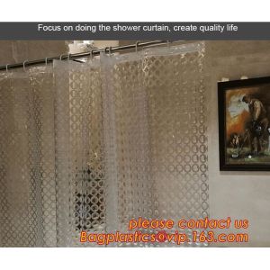 TRANSPARENT CIRCLE LINES, TRANSPARENT , polyester shower curtain and matching