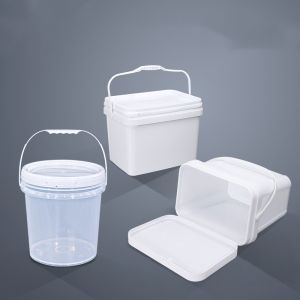 8L Thickened White Transparent Large Square Plastic Bucket Container With Lids
