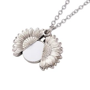 Custom Blank Vintage Sublimation Sunflower Locket Necklace Personalized Locket