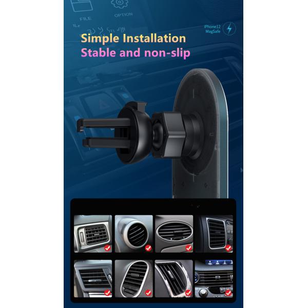 5W-15W Air Vent Wireless Car Charger with Multiple Safety Protection