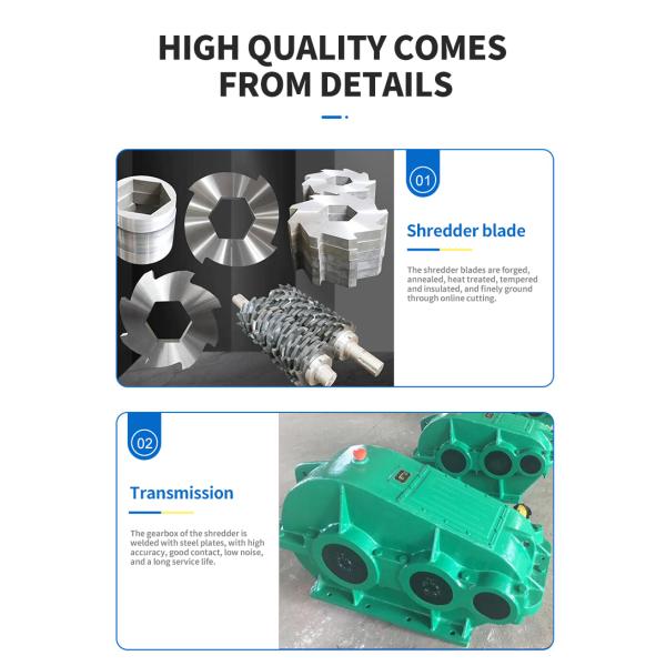 Non-Standard Customization Work Smoothly Scraped by Dual Shaft Single Motor Shredder