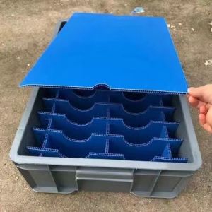 Lightweight PP Corrugated Sheet Box Rectangular Plastic Divider Containers Blue