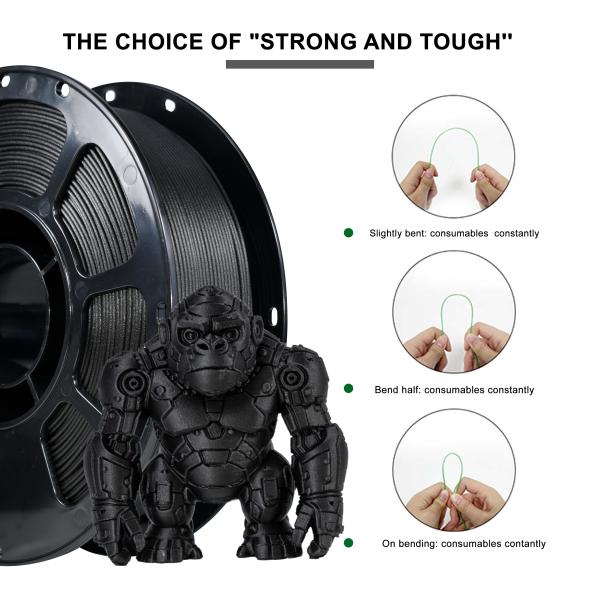 IBOSS Strong Durable PLA+ Carbon Fiber 3d Printer Filament 1.75mm Black Filament