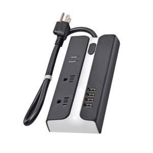 2 outlet Power Strip and Extension Socket With 15A Circuit Breaker Surger Protector 4USB