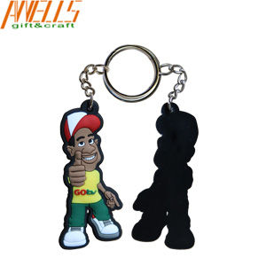 Flexible PVC Rubber Keychain Fade Proof Metal Ring Available