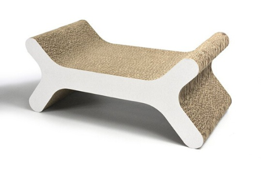 Bone Shaped Stable Cardboard Cat Scratcher Lounge Renewable Materials For Rest