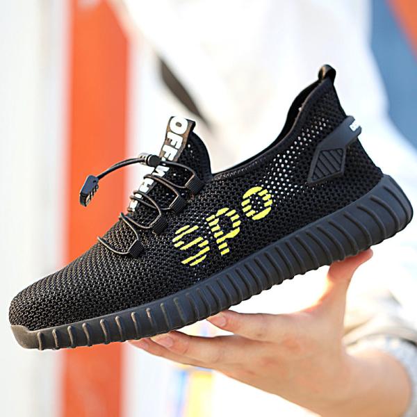 Shengjie Men'S Breathable Flyknit Large Mesh Rubber Sole Fashion Safety Shoes