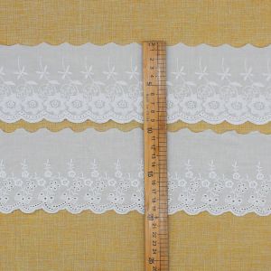 9cm Polyester White Lace Embroidered Fabric For Dress