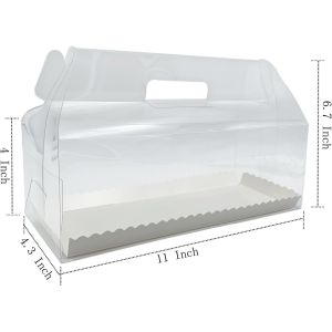 Wholesale Clear Roll Cake Gable Boxes With Handle &amp; Cake Boards, Transparent Plastic Gift Boxes，Easy Carrying Pastry Containers For Bakery Christmas Wedding, from china suppliers