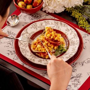 Rectangle Diatom Flower Dining Table Placemats Sustainable Table Cloth Design