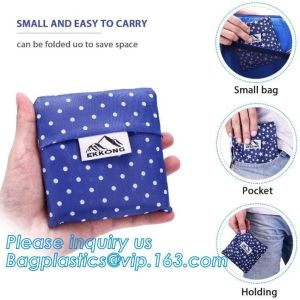 Logo printed eco friendly reusable polyester folding shopping bag for promotion