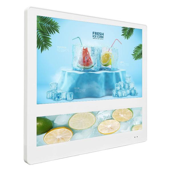 Quality 21.5" 19.1" Full HD Dual Screen Elevator LCD Advertising Display Remote Control Software Included for sale