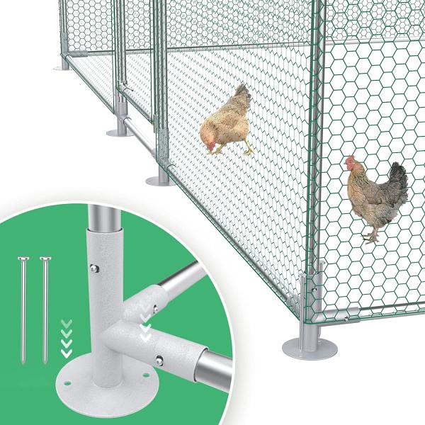 Galvanized Metal Chicken Coop Cage with Cover Walk In Chicken Cage Pen Run 10' W x 13.3' D x 6.67' H