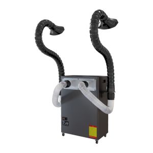 PCB Solder Fume Extractor 2 Ducts Double Flexible Arms Brushless Motor 60~65dB