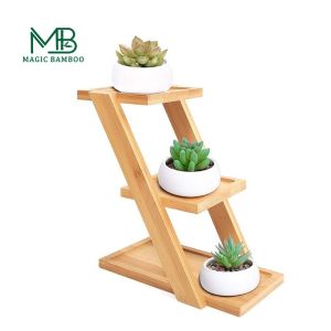 Natural Bamboo Plant Rack Flower Holder Display Shelf 3 Tier