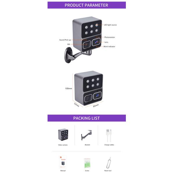 STD-1L Home Outdoor yard lamp night light no wires Ip66 Wireless 1080p Ip PTZ Security Surveillance Wifi Solar Camera