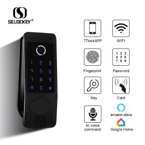 Bluetooth APP WIFI Fingerprint Rim Night Latch Locks
