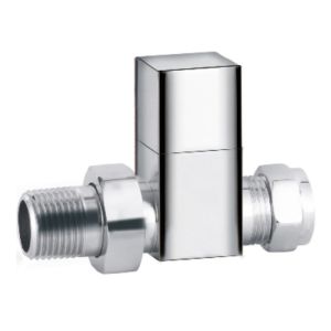 Wholesale Modern Straight Towel Rail Valves 1/2'' For 15mm Copper Pipe With Square Handle Chrome Plated from china suppliers