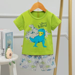 Breathable Cotton Pyjama Set Cotton Childrens Dinosaur Pjs 54cm 58cm Hipline