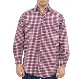 China Yarn Dyed Printed Fire Retardant Work Shirt 210gsm 260gsm FR Plaid Shirt For Welder on sale