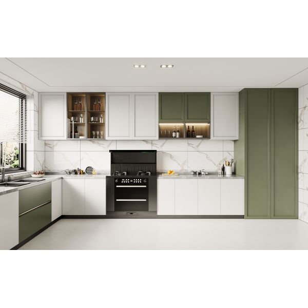 Quality Melamine PVC Kitchen Cabinets Modern Small Space Solutions With Handles for sale