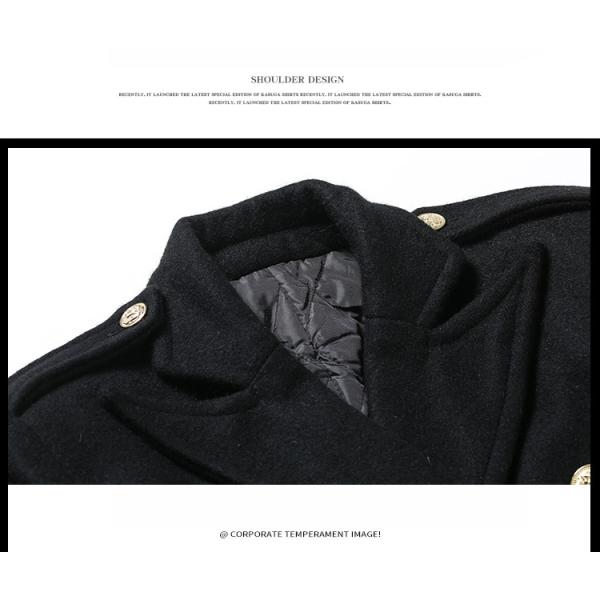 Property Security Work Uniform 100% Cotton Aviation Captain Black Woolen Coat for Men